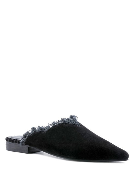 MOLLY  FRAYED LEATHER MULES